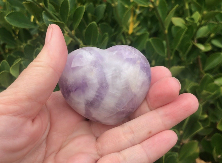 Chevron Amethyst Heart, Calming, Soothing Metaphysical, Crystal - Crystals for everyone • Crystals And Cord