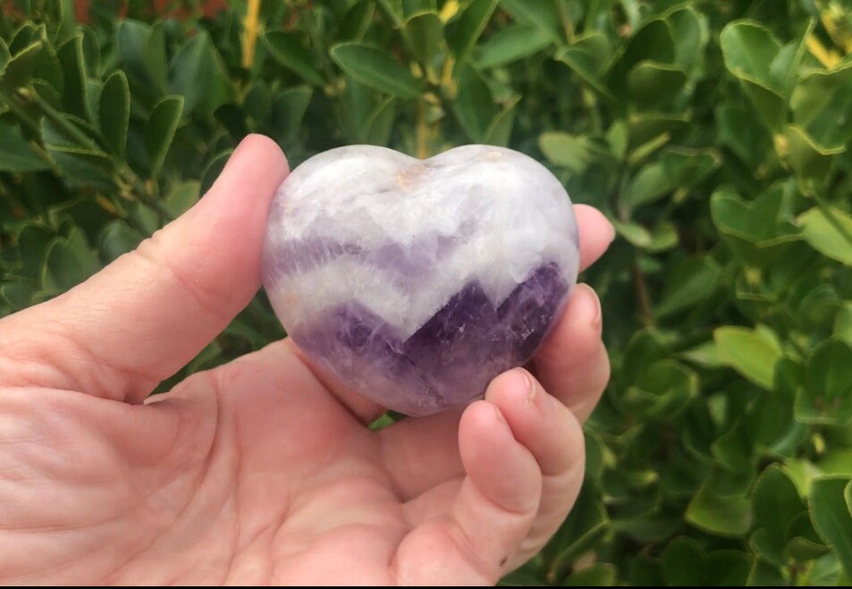 Chevron Amethyst Heart, Calming, Soothing Metaphysical, Crystal - Crystals for everyone • Crystals And Cord