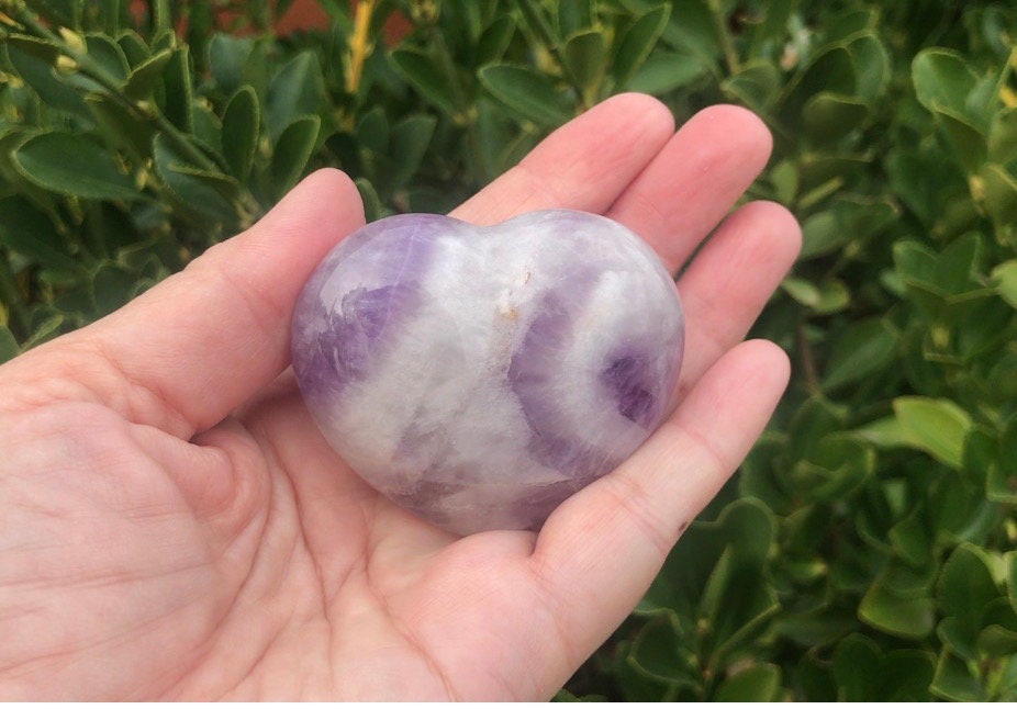 Chevron Amethyst Heart, Calming, Soothing Metaphysical, Crystal - Crystals for everyone • Crystals And Cord