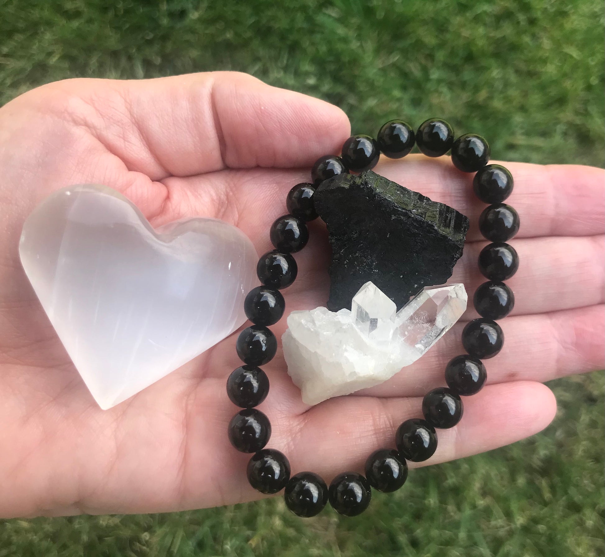 Black Tourmaline Protection Bracelet Gift Set, Crystal Healing Bundle, Energy Shielding Accessory - Crystals for everyone • Crystals And Cord