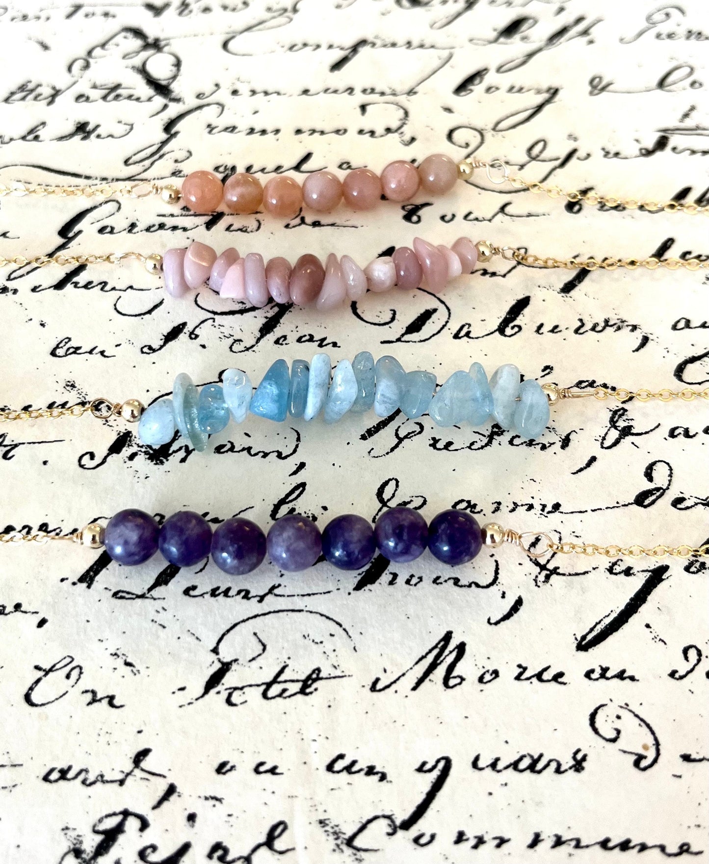 Aquamarine Gemstone Beaded Bracelet, Elegant Natural Gemstone Beads, Calming Energy Accessory, Healing Crystals and Stones Jewelry - Crystals for everyone • Crystals And Cord