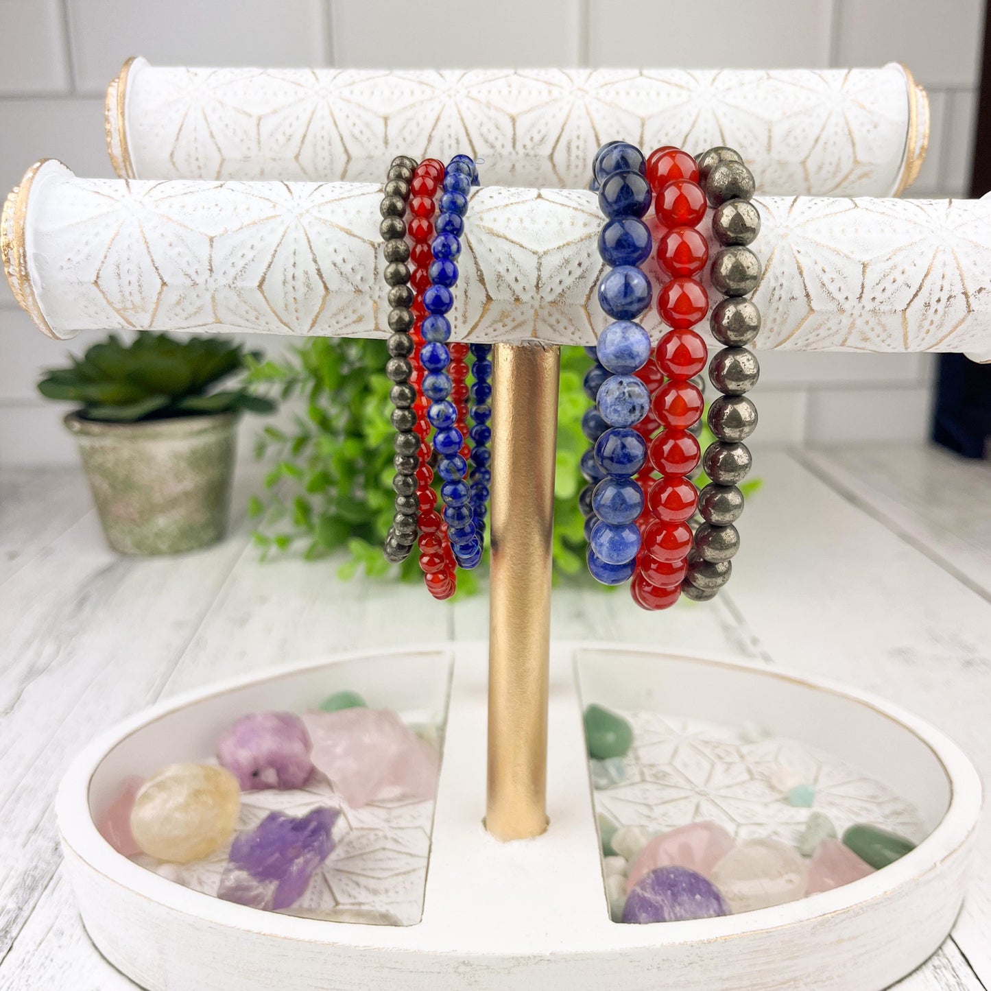 Motivation Stacking Bracelet Set Carnelian, Pyrite, Sodalite Gemstone Bracelets for Manifestation & Creativity Holiday Gift Jewelry - Crystals for everyone • Crystals And Cord