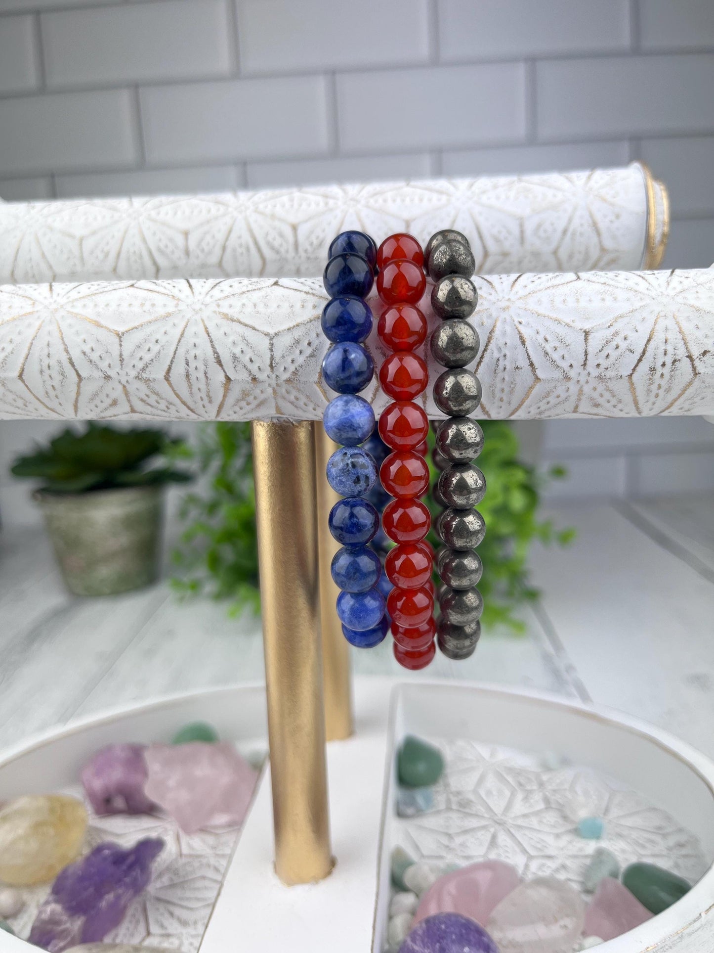 Motivation Stacking Bracelet Set Carnelian, Pyrite, Sodalite Gemstone Bracelets for Manifestation & Creativity Holiday Gift Jewelry - Crystals for everyone • Crystals And Cord