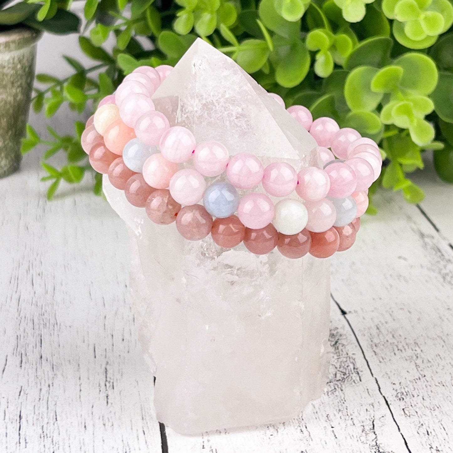 Emotional Healing Peach Moonstone Bracelet – 8mm Natural Gemstone Beads on Stretch Cord for Self-Love, Soothing Energy & Inner Balance - Crystals for everyone • Crystals And Cord