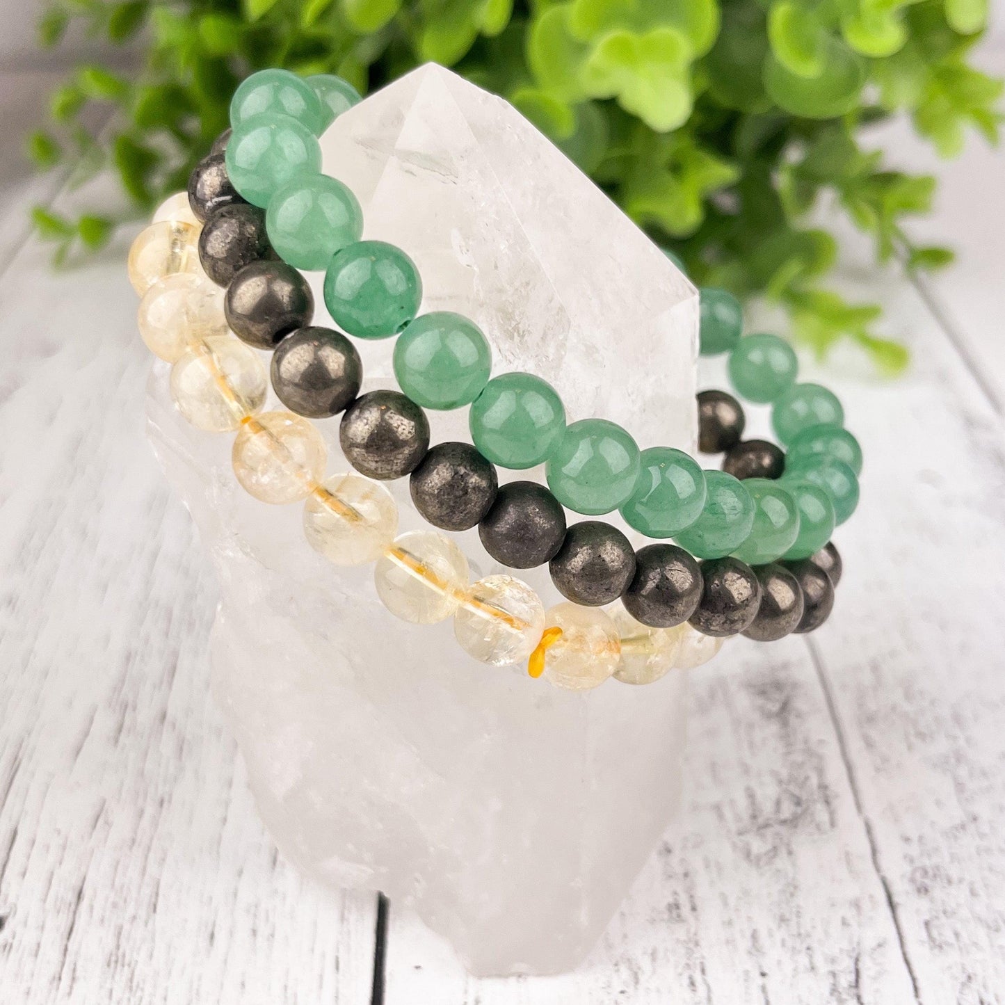 Abundance & Protection Pyrite Gemstone Bracelet - 8mm Beads - Boost Confidence Prosperity - Elastic Stretch - Healing Crystal Jewelry - Crystals for everyone • Crystals And Cord