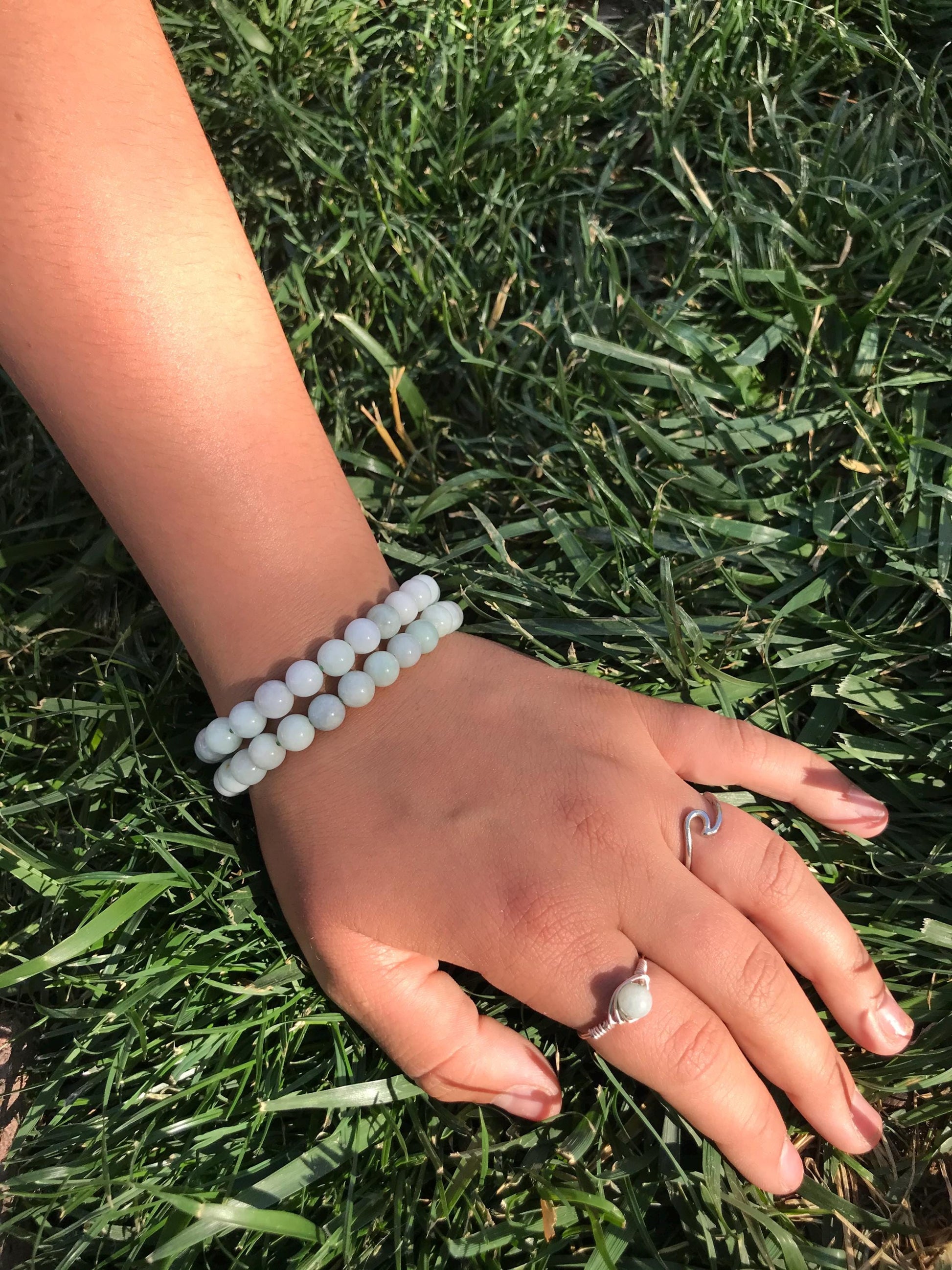 Calming Aquamarine Bracelet Set with Clear Quartz Druzy and Palo Santo Stick etched with Love - Good Luck and Protection Talisman - Crystals for everyone • Crystals And Cord
