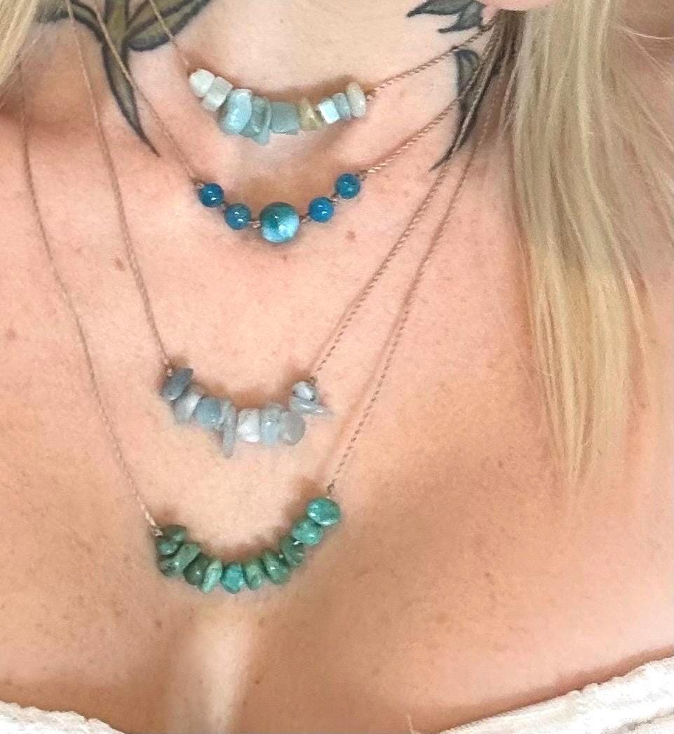 Adjustable Layering Necklace – Crystal Gift for Her – Amethyst, Rose Quartz, Jasper, Celestite – Sliding Knot Gemstone Choker