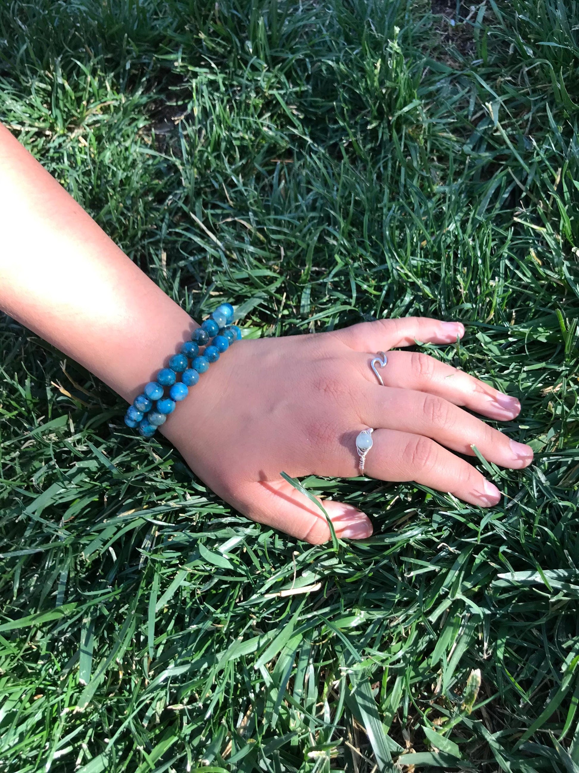 Blue Apatite Bracelet – Healing Crystal Jewelry Gift, Motivation & Confidence Stone, Holiday Present for Her - Crystals for everyone • Crystals And Cord