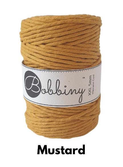 BOBBINY Macrame Cord 5mm Single Twist – 100% Recycled Cotton, Craft Rope in Many Colors