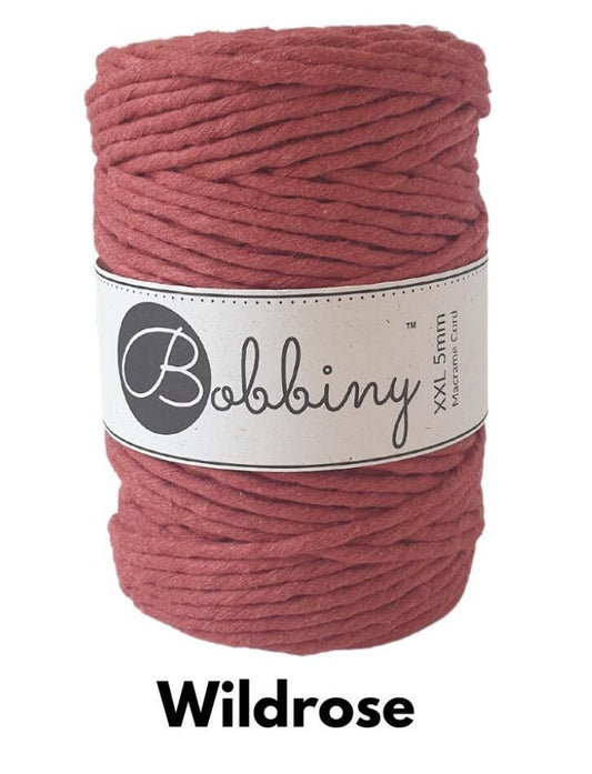 BOBBINY Macrame Cord 5mm Single Twist – 100% Recycled Cotton, Craft Rope in Many Colors
