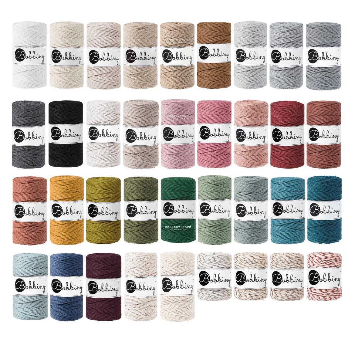 BOBBINY Macrame Rope 3mm 3ply 100% Recycled Cotton, Craft Rope for many DIY projects