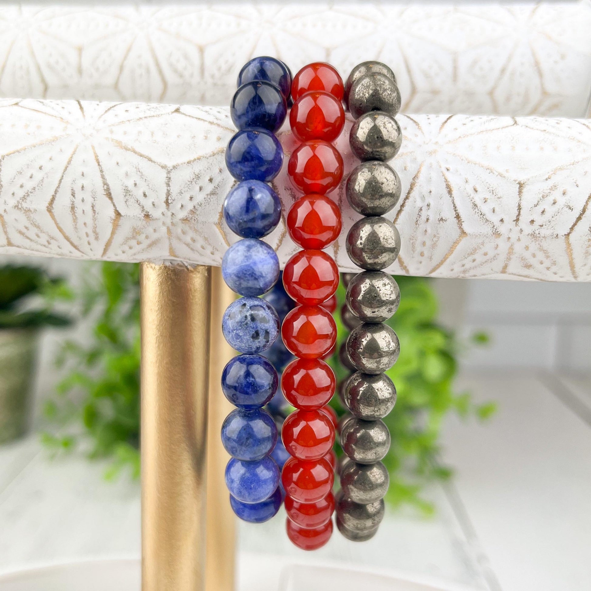 Motivation Stacking Bracelet Set Carnelian, Pyrite, Sodalite Gemstone Bracelets for Manifestation & Creativity Holiday Gift Jewelry - Crystals for everyone • Crystals And Cord