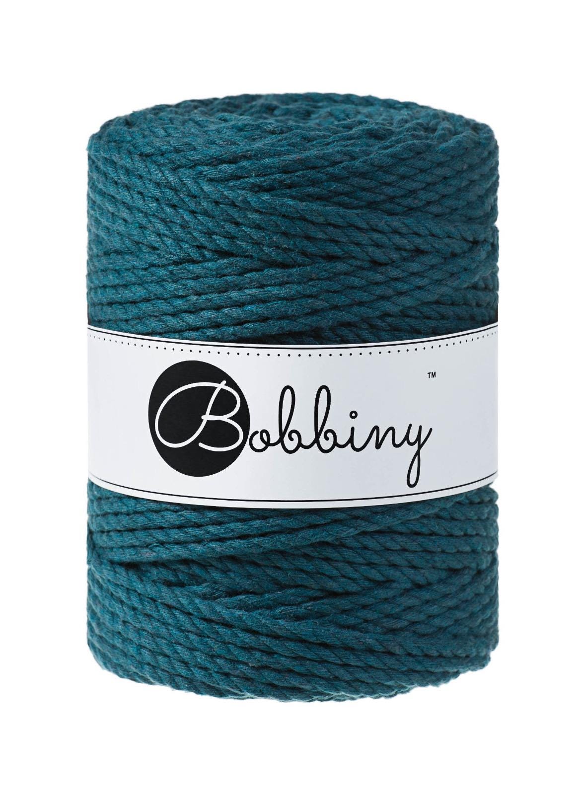 BOBBINY Macrame Rope 5mm 3-ply – Recycled Cotton, Full Spool of Craft Rope for fiber arts