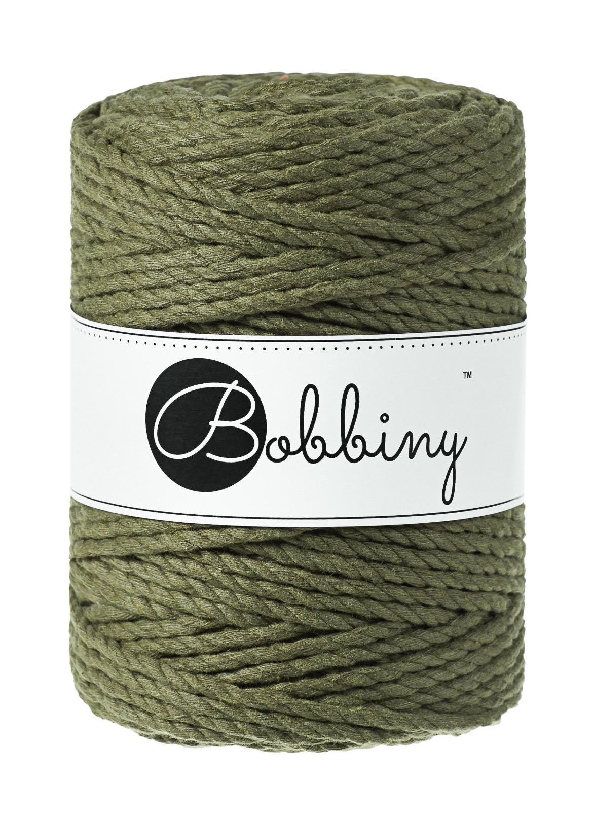 BOBBINY Macrame Rope 5mm 3-ply – Recycled Cotton, Full Spool of Craft Rope for fiber arts