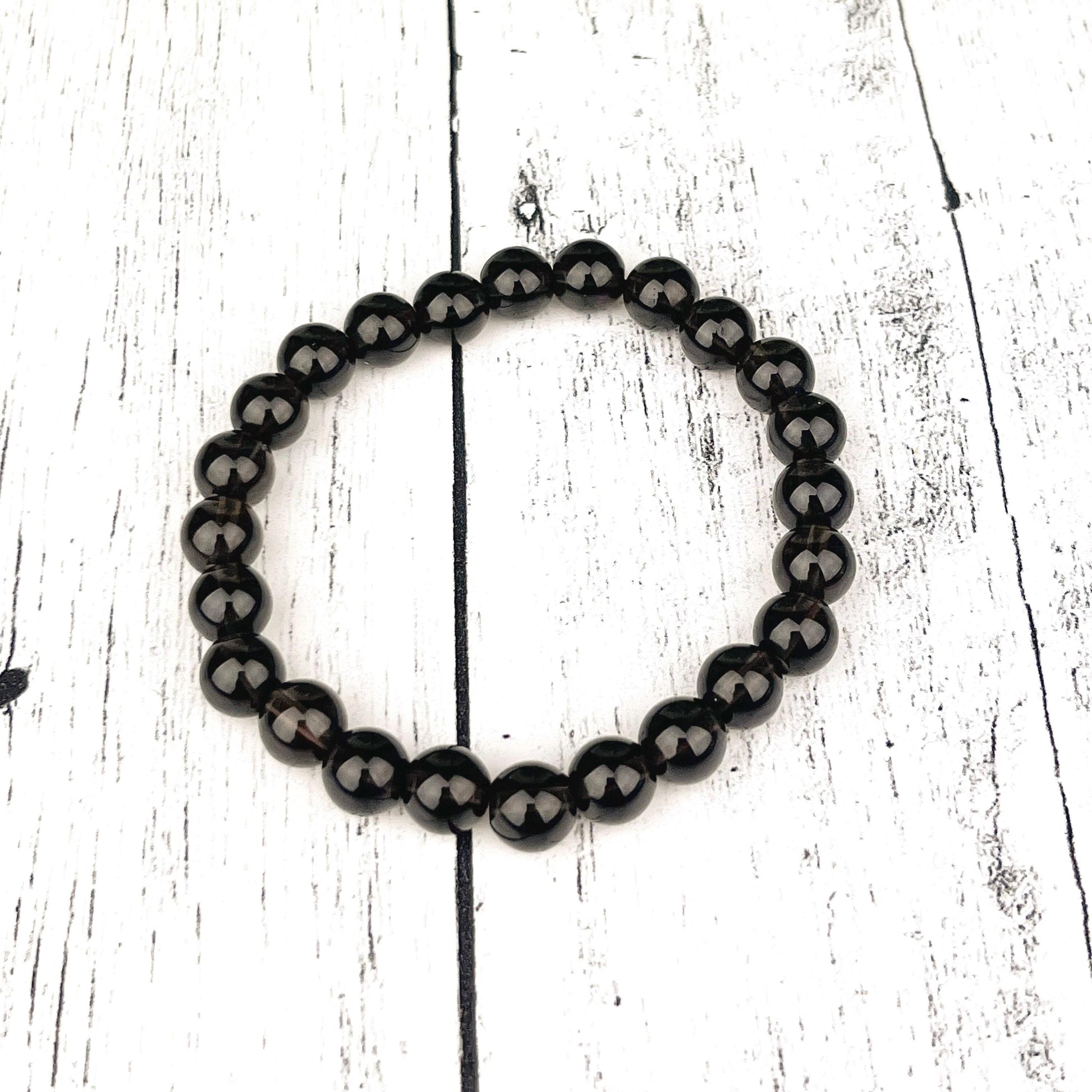 Elegant Smoky Quartz Bracelet for Calmness and Positivity - 8mm Stone Beads, Stress Relief, Anxiety Relief, Positive Energy, Dream - Crystals for everyone • Crystals And Cord
