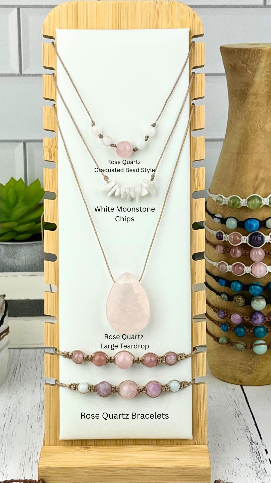 Adjustable Layering Necklace – Crystal Gift for Her – Amethyst, Rose Quartz, Jasper, Celestite – Sliding Knot Gemstone Choker