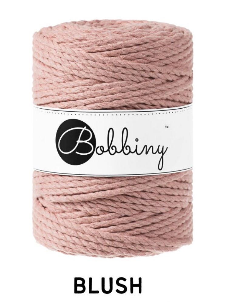BOBBINY Macrame Rope 5mm 3-ply – Recycled Cotton, Full Spool of Craft Rope for fiber arts