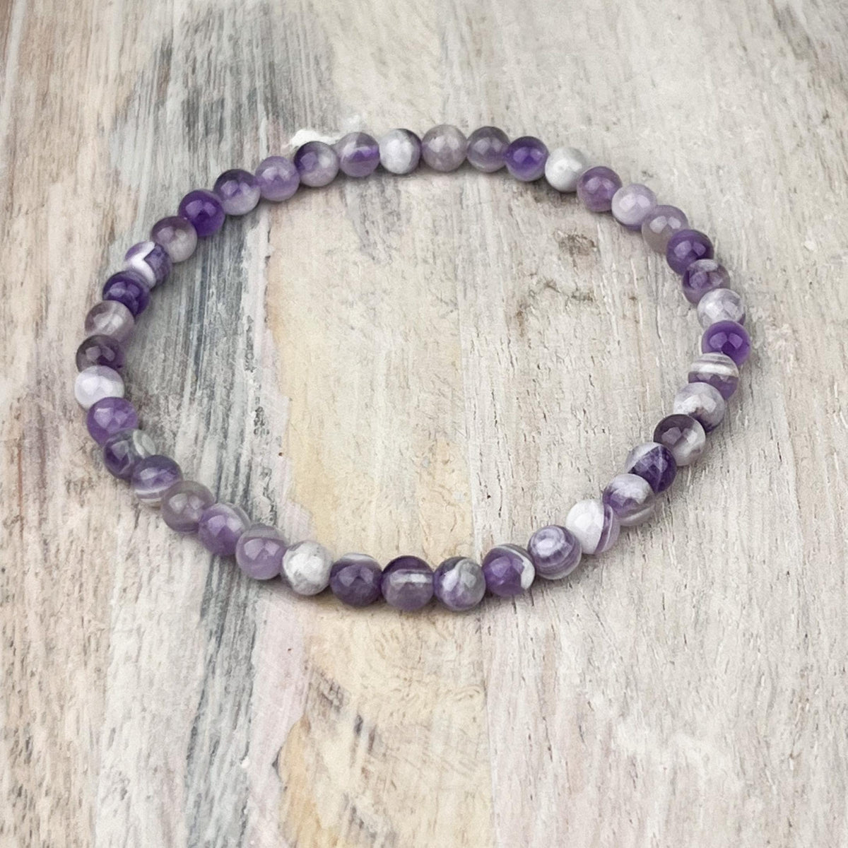 Tiny 4mm Amethyst Bracelet: Minimalist February Birthstone Jewelry for Stress Relief and Calming