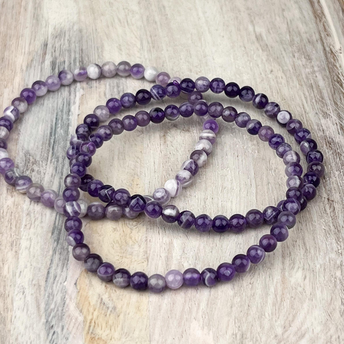 Tiny 4mm Amethyst Bracelet: Minimalist February Birthstone Jewelry for Stress Relief and Calming