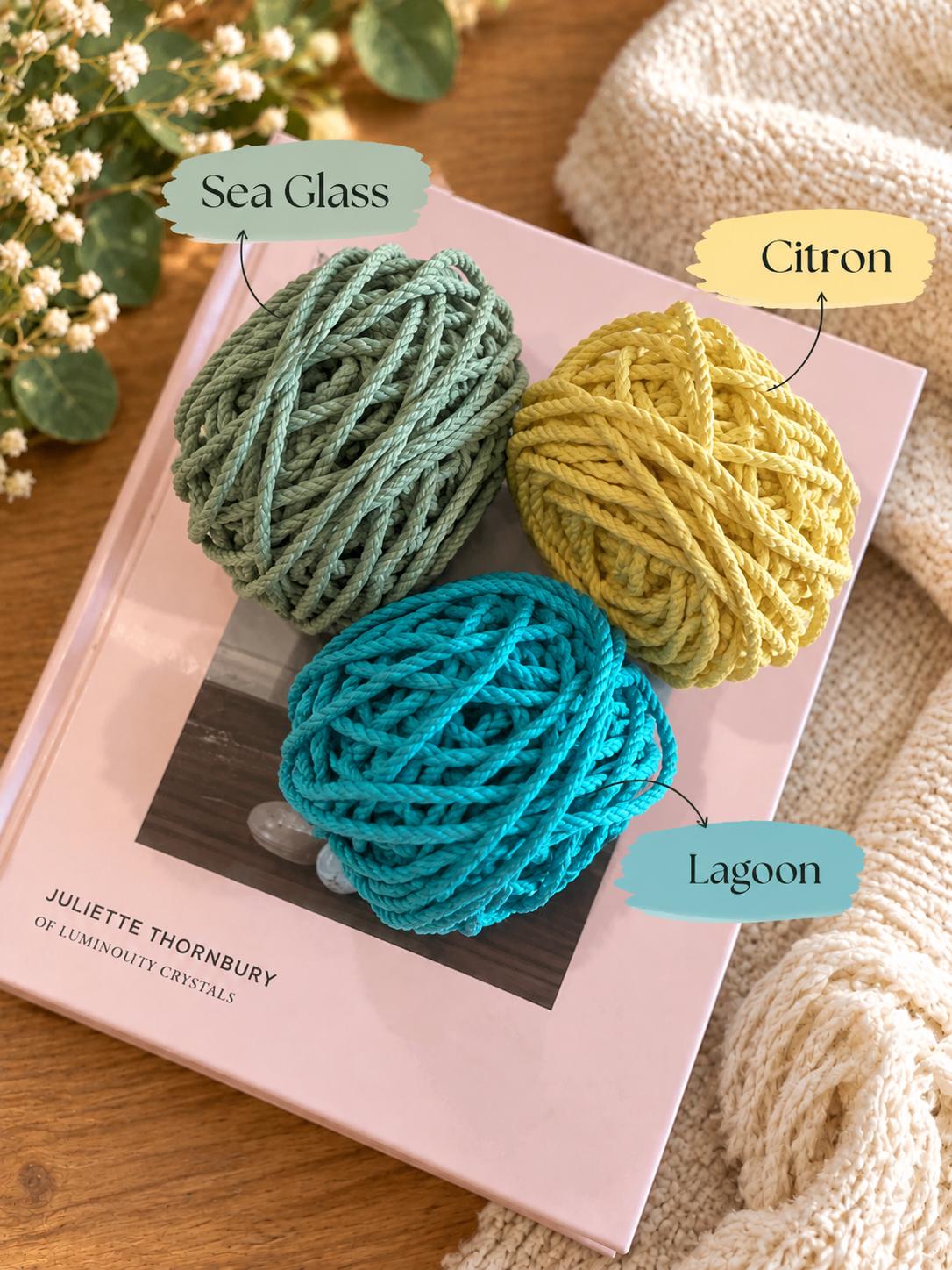 2mm Macrame Cord 3 Ply Cotton Rope – 25, 50 or 100 Ft Mini Spools – Colored Macrame Cord for Keychains, Jewelry & Small Crafts