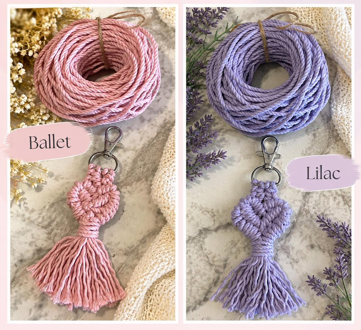 2mm Macrame Cord 3 Ply Cotton Rope – 25, 50 or 100 Ft Mini Spools – Colored Macrame Cord for Keychains, Jewelry & Small Crafts
