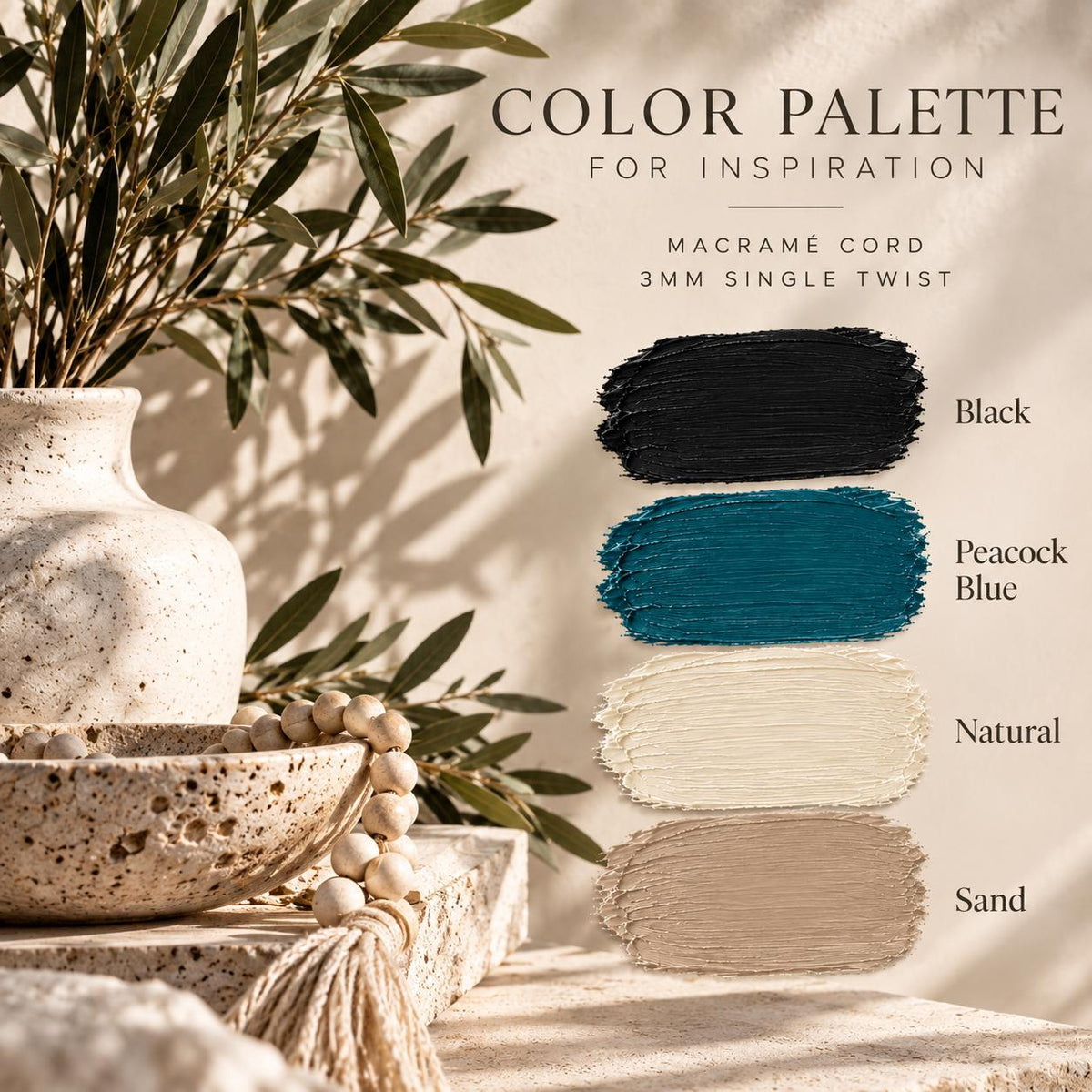 3mm Macrame Cord Single Twist – 25, 50 or 100 Ft Mini Spools – Colored Cotton Cord for Macrame and Fiber Art