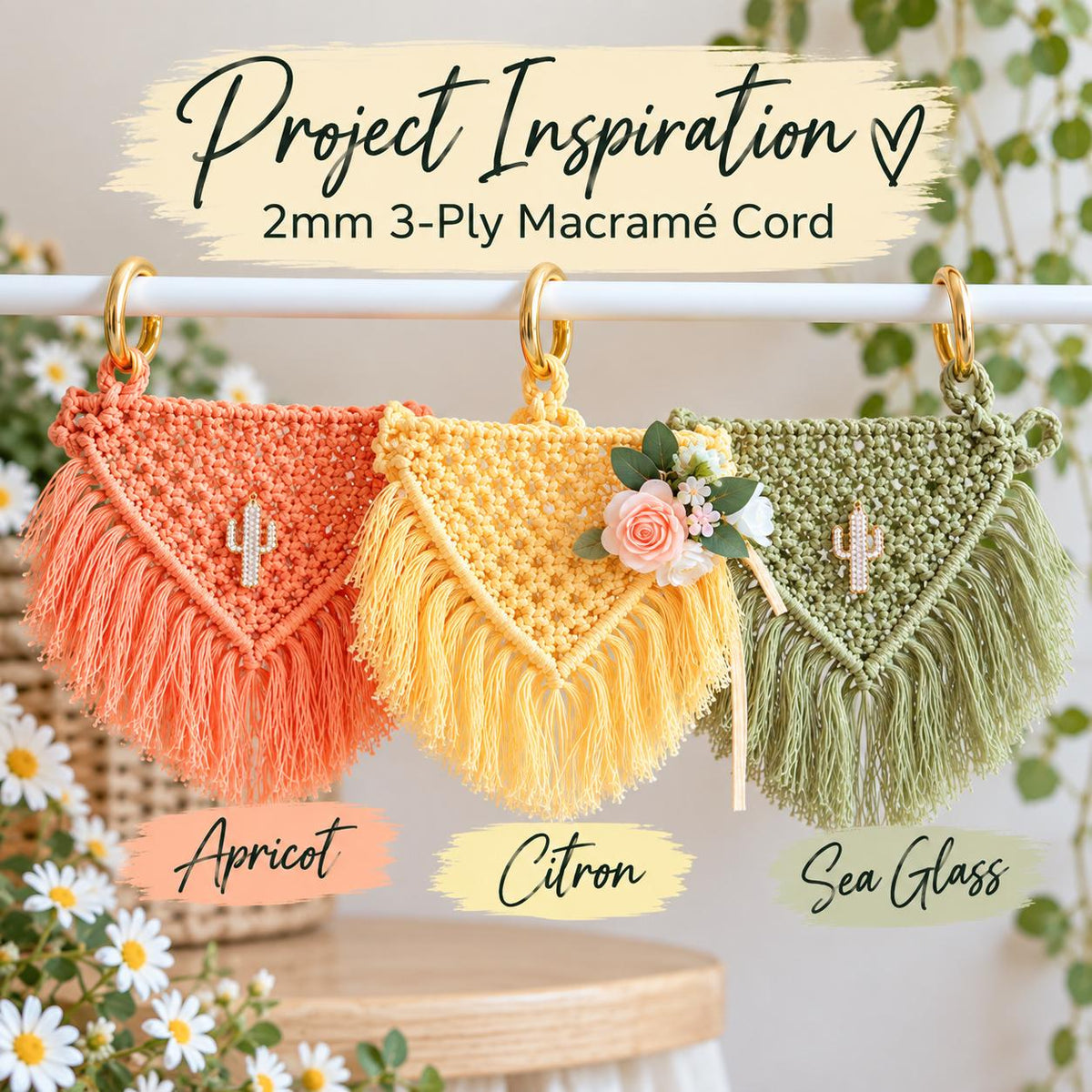 2mm Macrame Cord 3 Ply Cotton Rope – 25, 50 or 100 Ft Mini Spools – Colored Macrame Cord for Keychains, Jewelry & Small Crafts