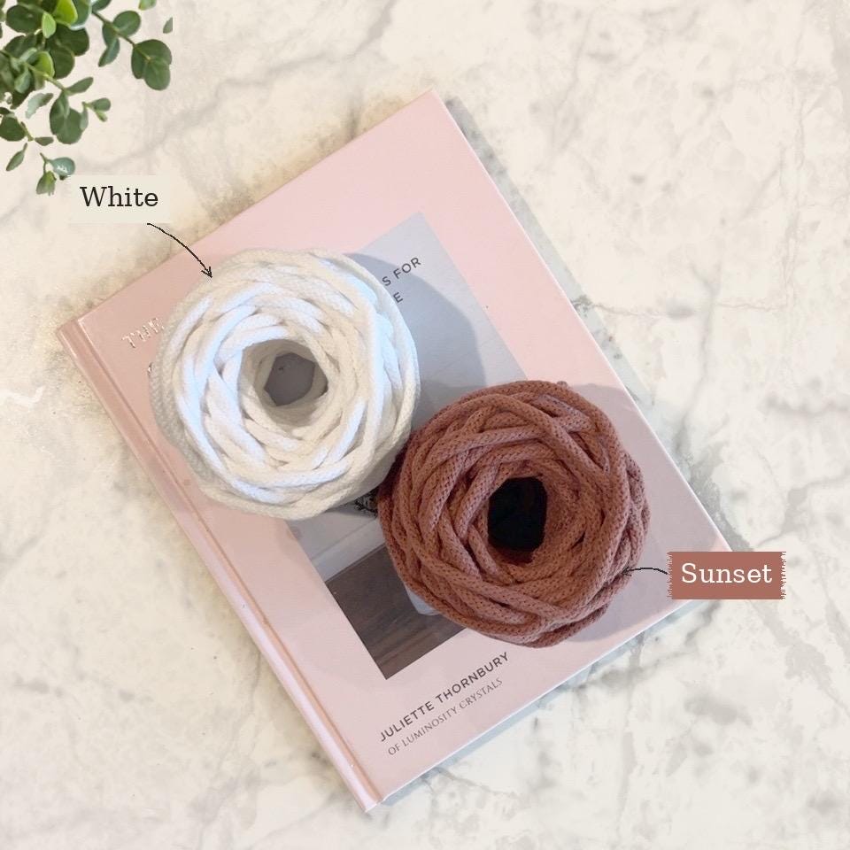 5mm Braided Macrame Cord – Cotton Cord, 50 or 100 Ft Mini Spools – For Bottle Holders, Wall Hangings & Crochet Baskets