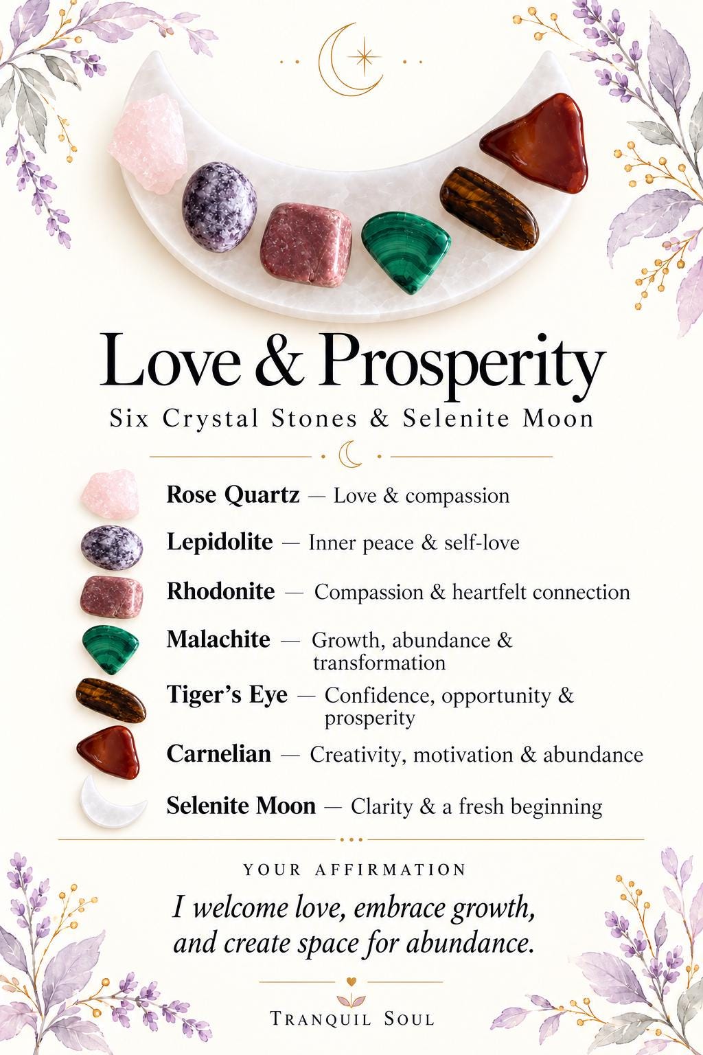 Selenite Charging Plate with Crystal Heart or Stone Sets, Crescent Moon, 4 or 6 Inch.
