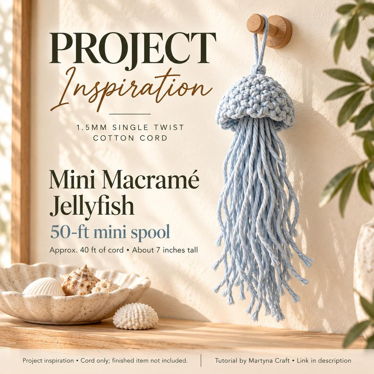 1.5mm Macrame Cord Single Twist – 25 or 50 Ft Mini Spools – Cotton Cord for Earrings, Keychains & Small Crafts