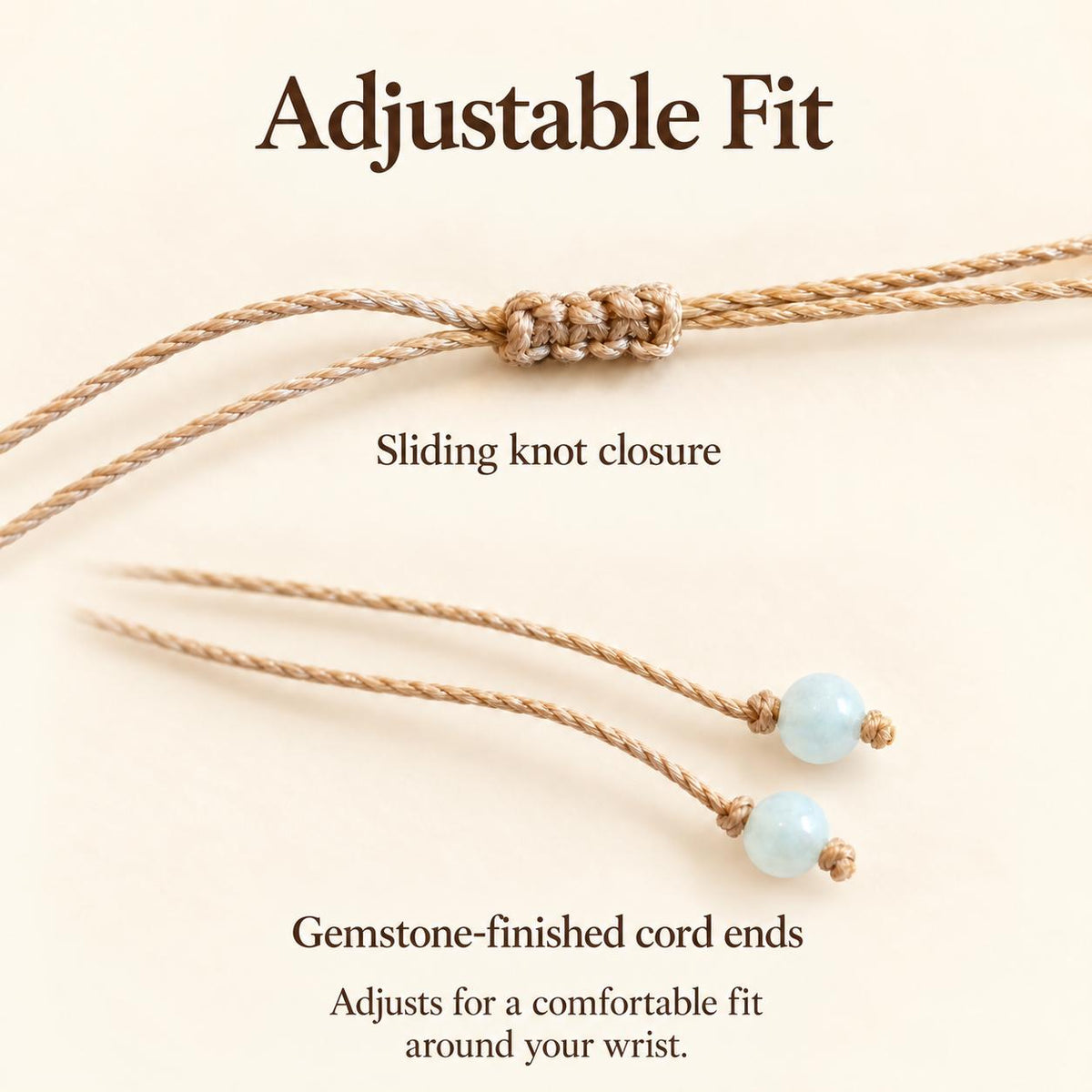 Adjustable Macramé Gemstone Bracelet, Choose Your Crystal, 20+ Stone Options, Hand-Knotted Waxed Cord