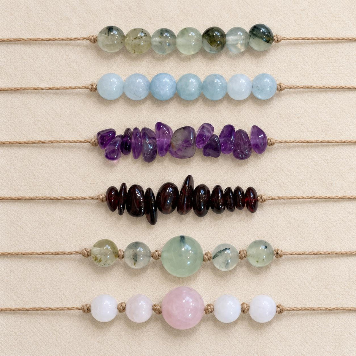 Adjustable Macramé Gemstone Bracelet, Choose Your Crystal, 20+ Stone Options, Hand-Knotted Waxed Cord