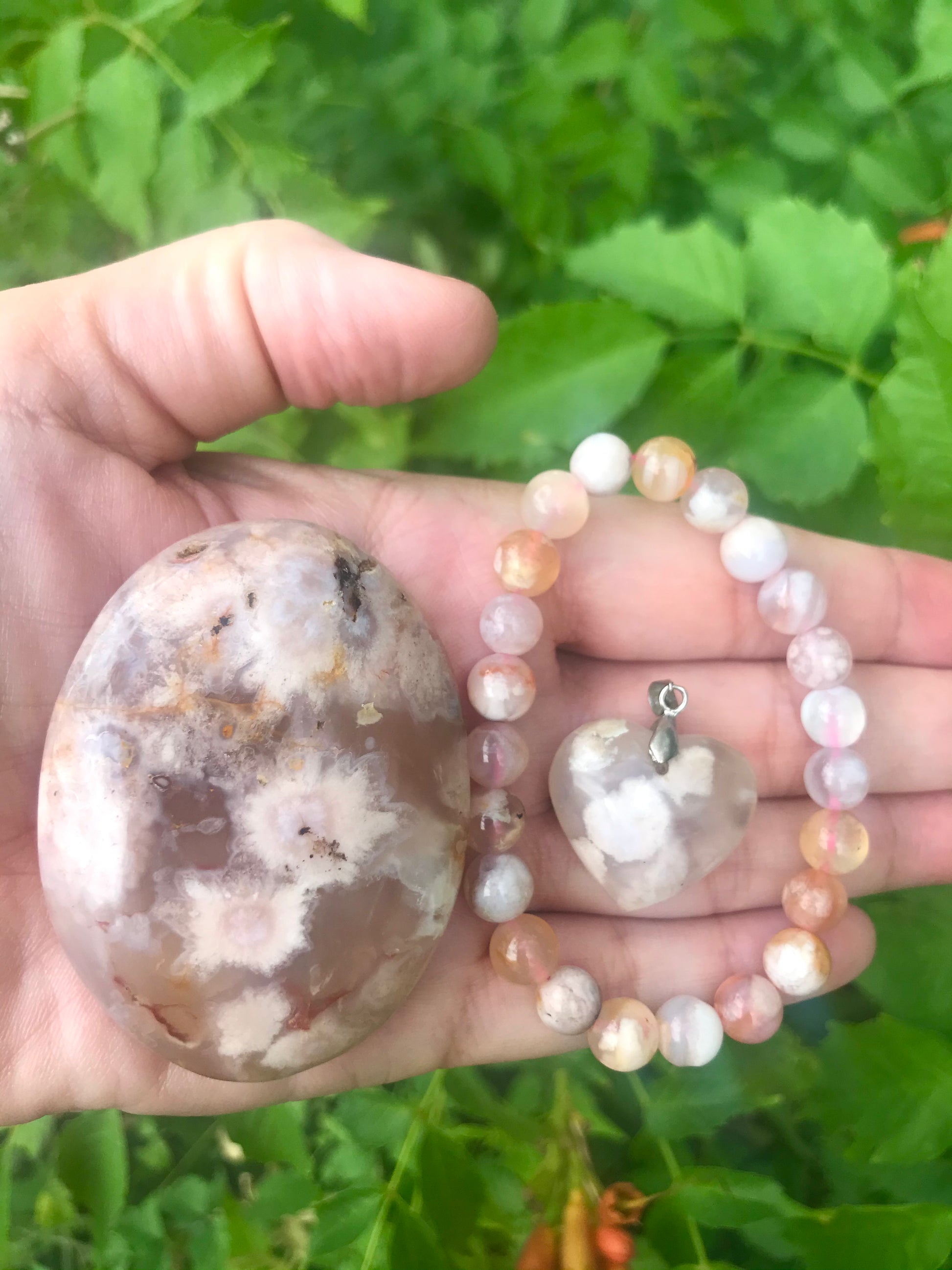 Flower Agate Heart Set - Crystals for everyone • Crystals And Cord