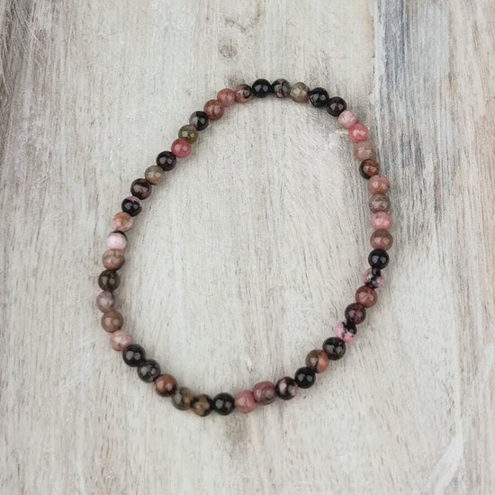 Rhodonite Energy Bracelet – Self-Love & Emotional Growth Gift | 4mm Crystal Beads