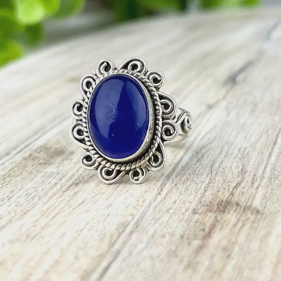 Blue Chalcedony Silver Ring - Size 8 - Balance & Stability Gemstone Jewelry - Serene - Grounding Energy - Handcrafted Sterling Silver