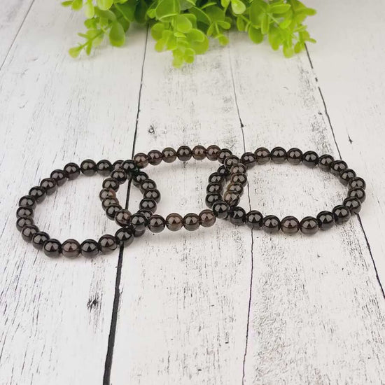 Elegant Smoky Quartz Bracelet for Calmness and Positivity - 8mm Stone Beads, Stress Relief, Anxiety Relief, Positive Energy, Dream