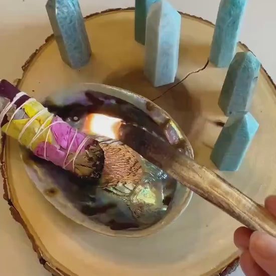 Energy Cleansing Smudge Set with Love Palo Santo, Selenite, and Abalone Shell - Positive Vibes Gift Kit