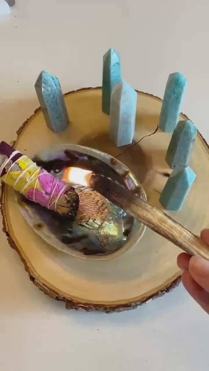 Energy Cleansing Smudge Set with Love Palo Santo, Selenite, and Abalone Shell - Positive Vibes Gift Kit