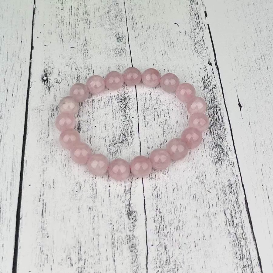 Rose Quartz Bracelet – 8mm Beaded Crystal Bracelet for Love, Self-Compassion & Heart Healing Gift for her