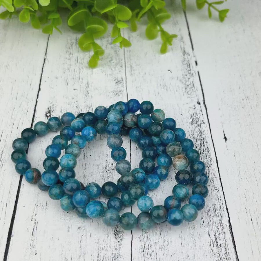Blue Apatite Bracelet – Healing Crystal Jewelry Gift, Motivation & Confidence Stone, Holiday Present for Her