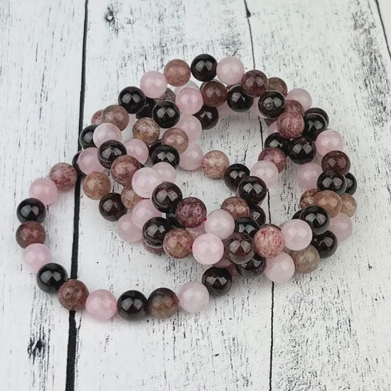 Chakra Healing Gemstone Bracelet with Rose Quartz, Red Aventurine, and Garnet | Love, Serenity, Self-Confidence