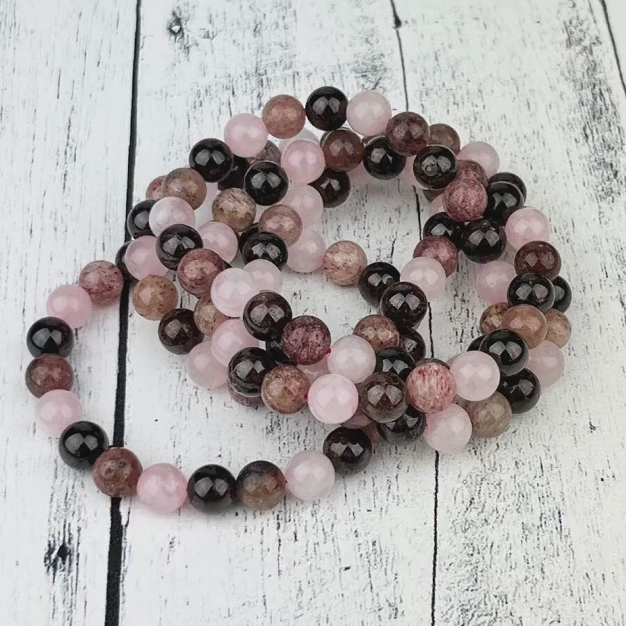 Chakra Healing Gemstone Bracelet with Rose Quartz, Red Aventurine, and Garnet | Love, Serenity, Self-Confidence