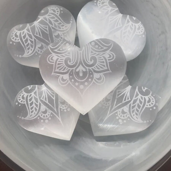 Energy Charging Selenite Heart, Metaphysical Crystal for Calm and Balance