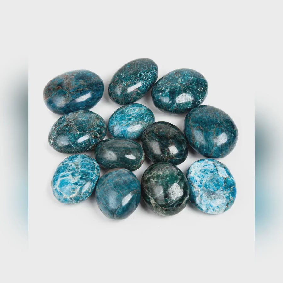 Manifestation and Balance: Unique Blue Apatite Palm Stone for Spiritual Attunement and Self-Expression