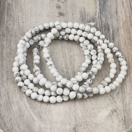Howlite Crystal Bracelet 4mm Beads for Calm Clarity and Emotional Balance Minimalist Stretch Gemstone Jewelry for Peaceful Souls