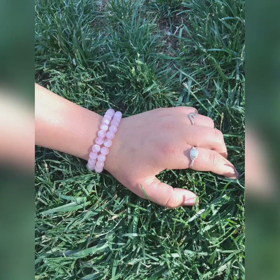 Natural Rose Quartz Gemstone Bracelet with 10mm Beads - Heart Healing, Love, Friendship - Elastic 7.5 inches - Calming, Comforting Energy