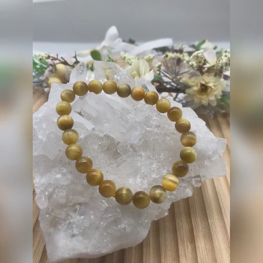 ATTRACT WEALTH & SUCCESS with Tiger Eye Gemstone Bracelet - 8mm Stone Beads for Creativity, Confidence -Grounding Energy