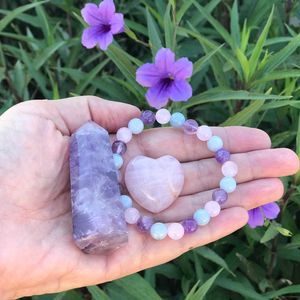 Crystal Set Amethyst Tower, Gemstone Bracelet, Rose Quartz Heart - Crystals for everyone • Crystals And Cord