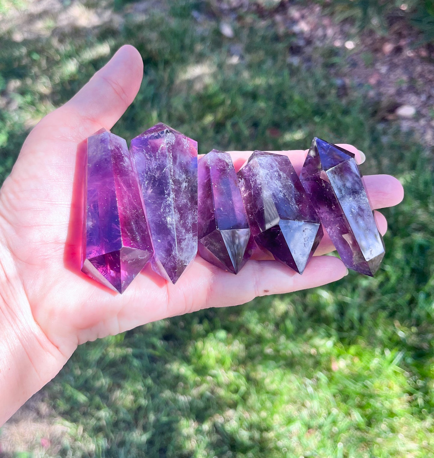 Large Double Terminated Amethyst Crystal Points, Meditation Stones - Crystals for everyone • Crystals And Cord