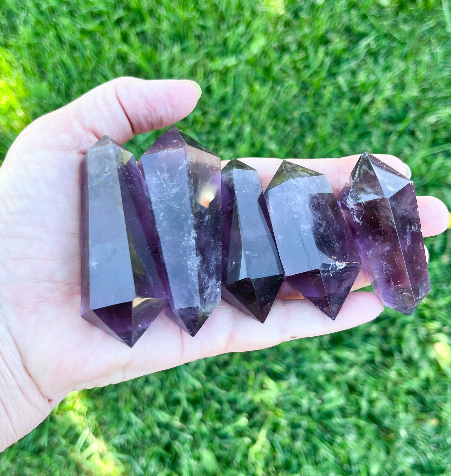 Large Double Terminated Amethyst Crystal Points, Meditation Stones - Crystals for everyone • Crystals And Cord